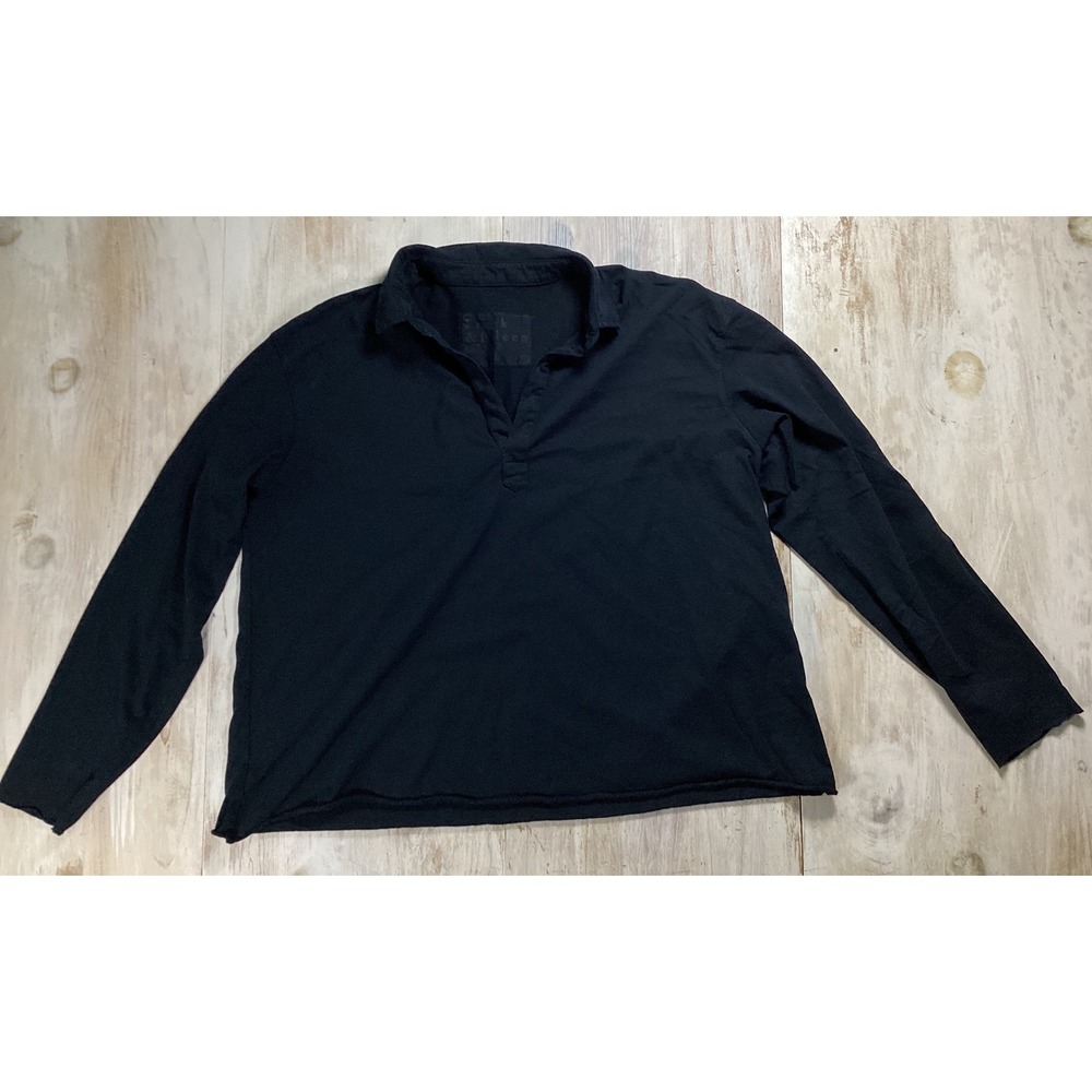 Frank & Eileen Tee Lab Womens Black Cotton Long Sleeve Polo Shirt LAB510HJ L